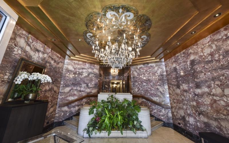 a chandelier in a room