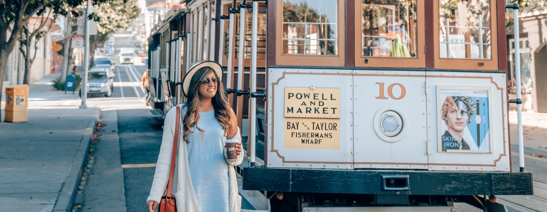 a person standing next to a trolley
